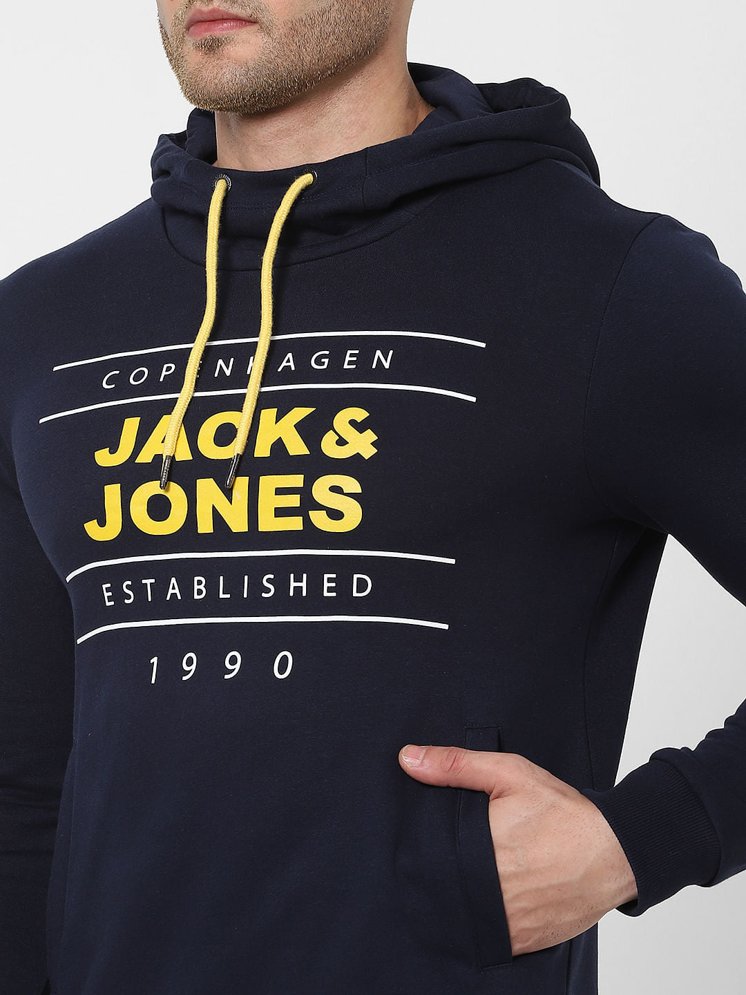 Blue Logo Print Hooded Sweatshirt