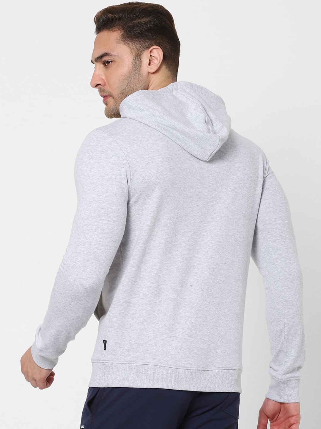 Grey Graphic Print Hooded Sweatshirt