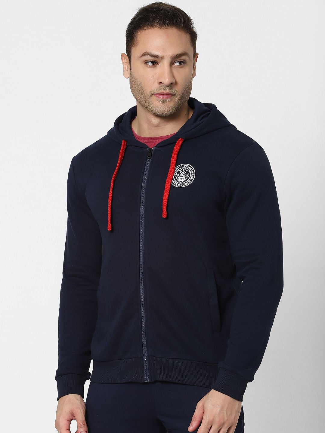 Blue Zip Up Hooded Sweatshirt