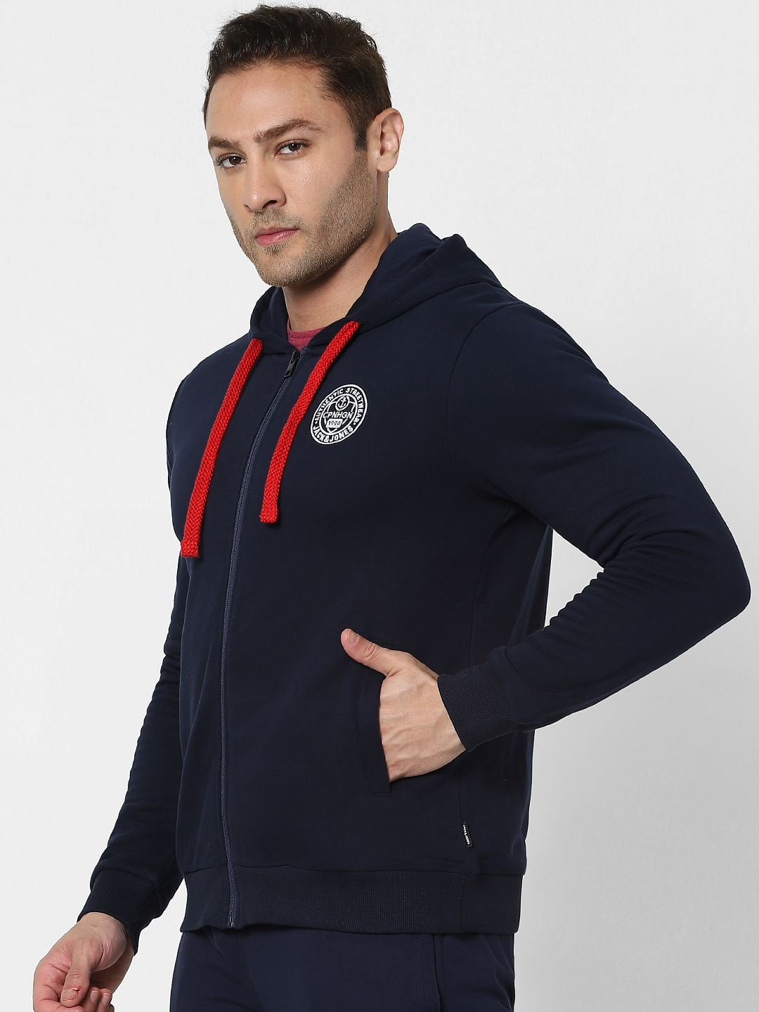 Blue Zip Up Hooded Sweatshirt