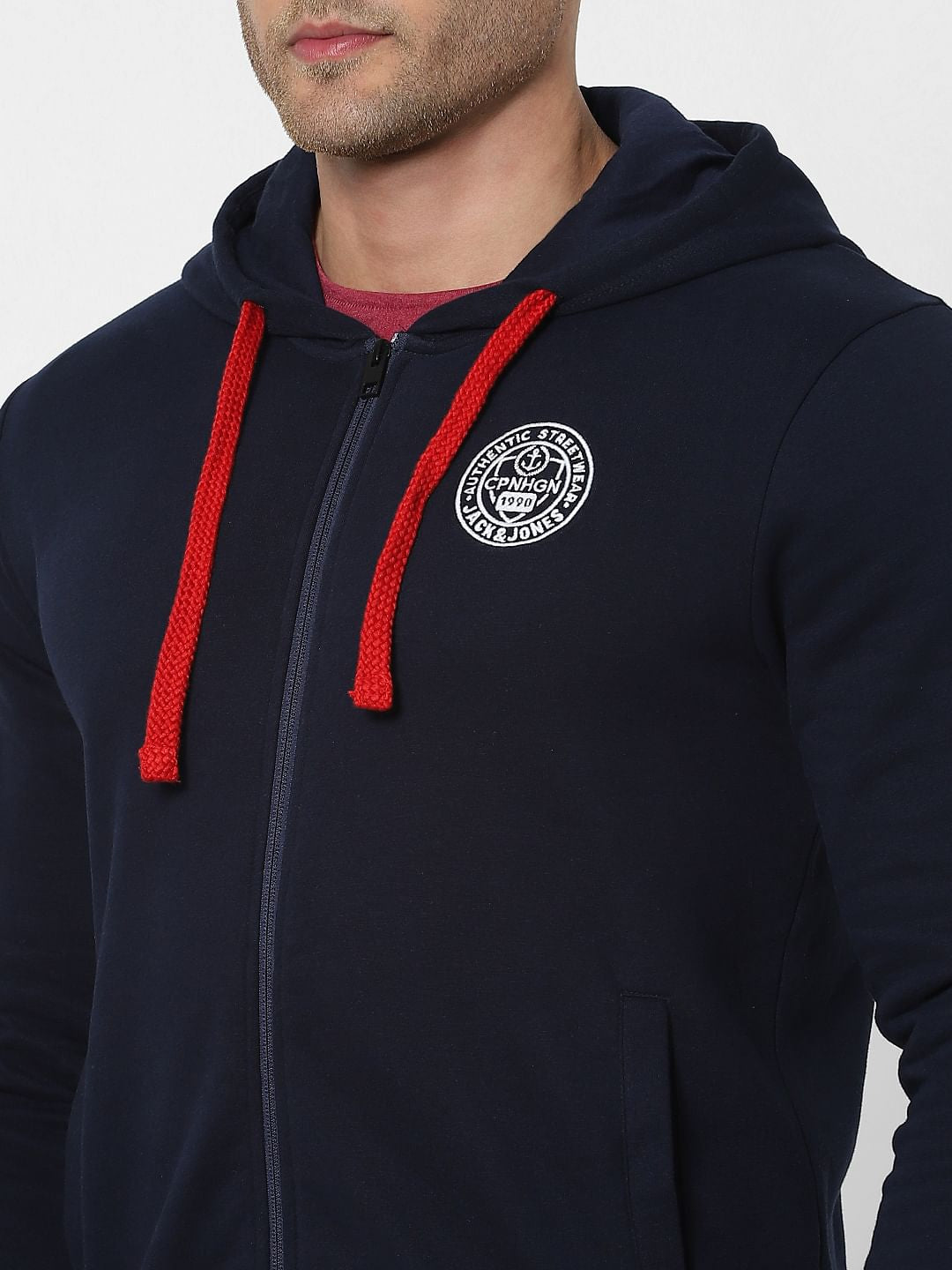 Blue Zip Up Hooded Sweatshirt