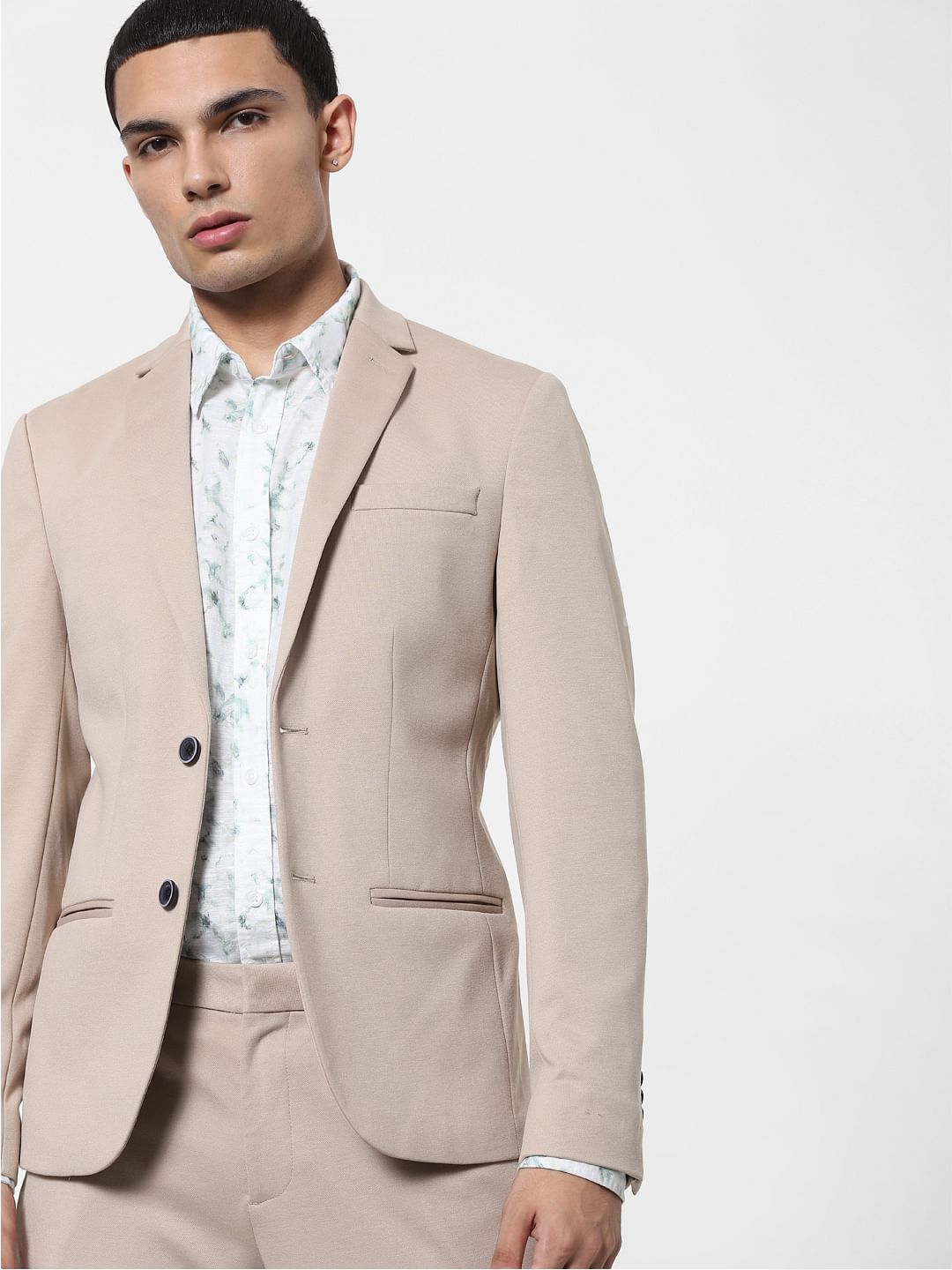 Beige Tailored Formal Blazer