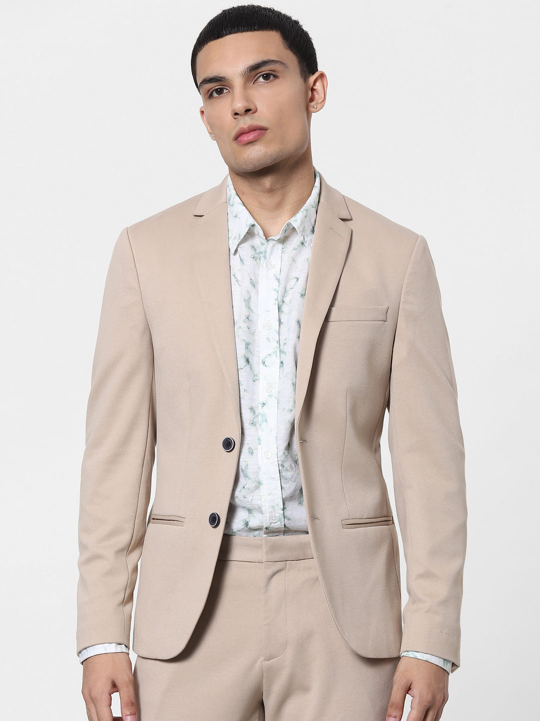 Beige Tailored Formal Blazer