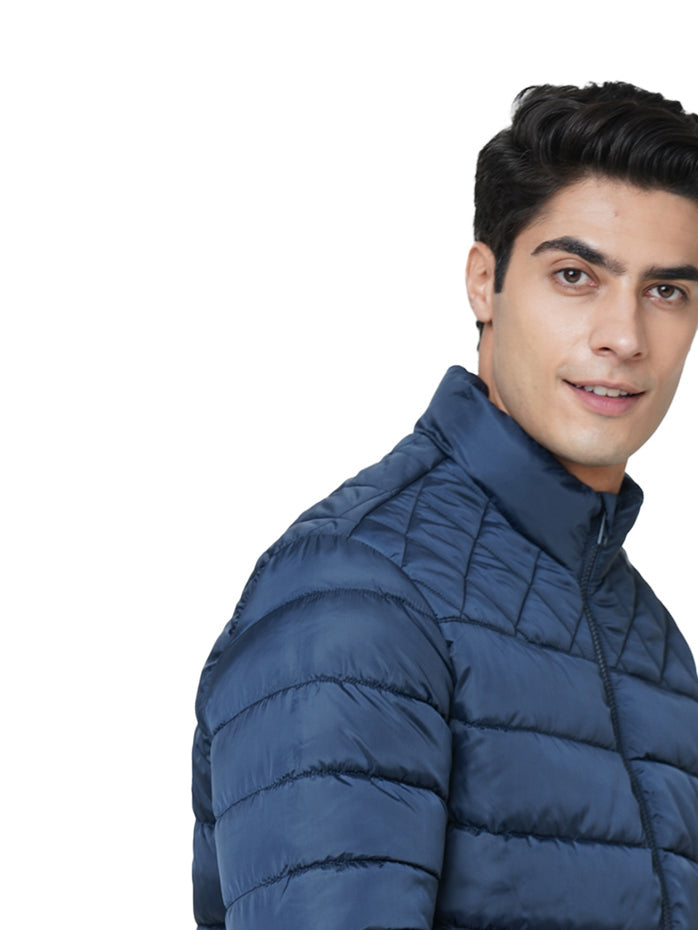 Blue Regular Fit Puffer Jacket