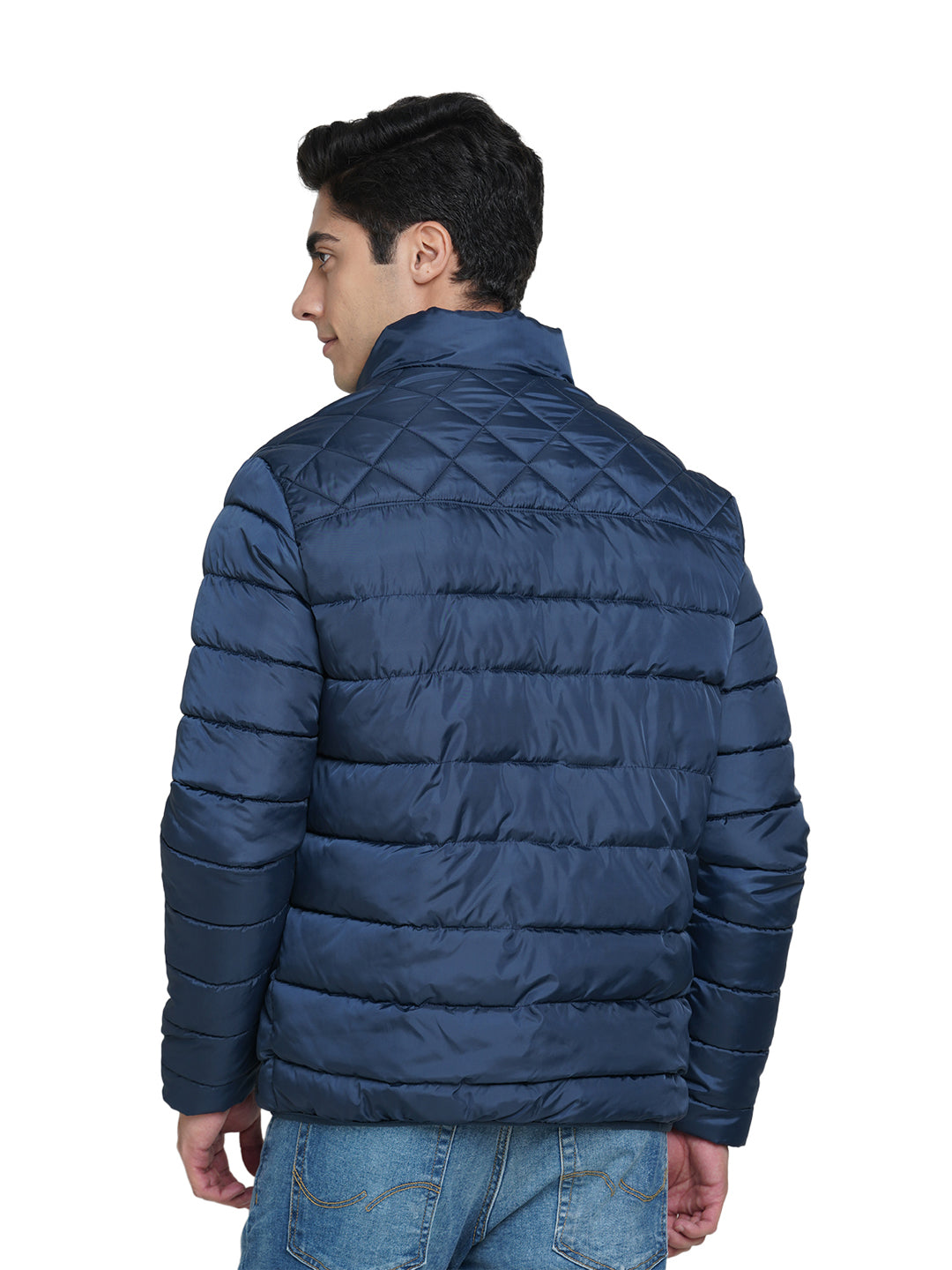 Blue Regular Fit Puffer Jacket