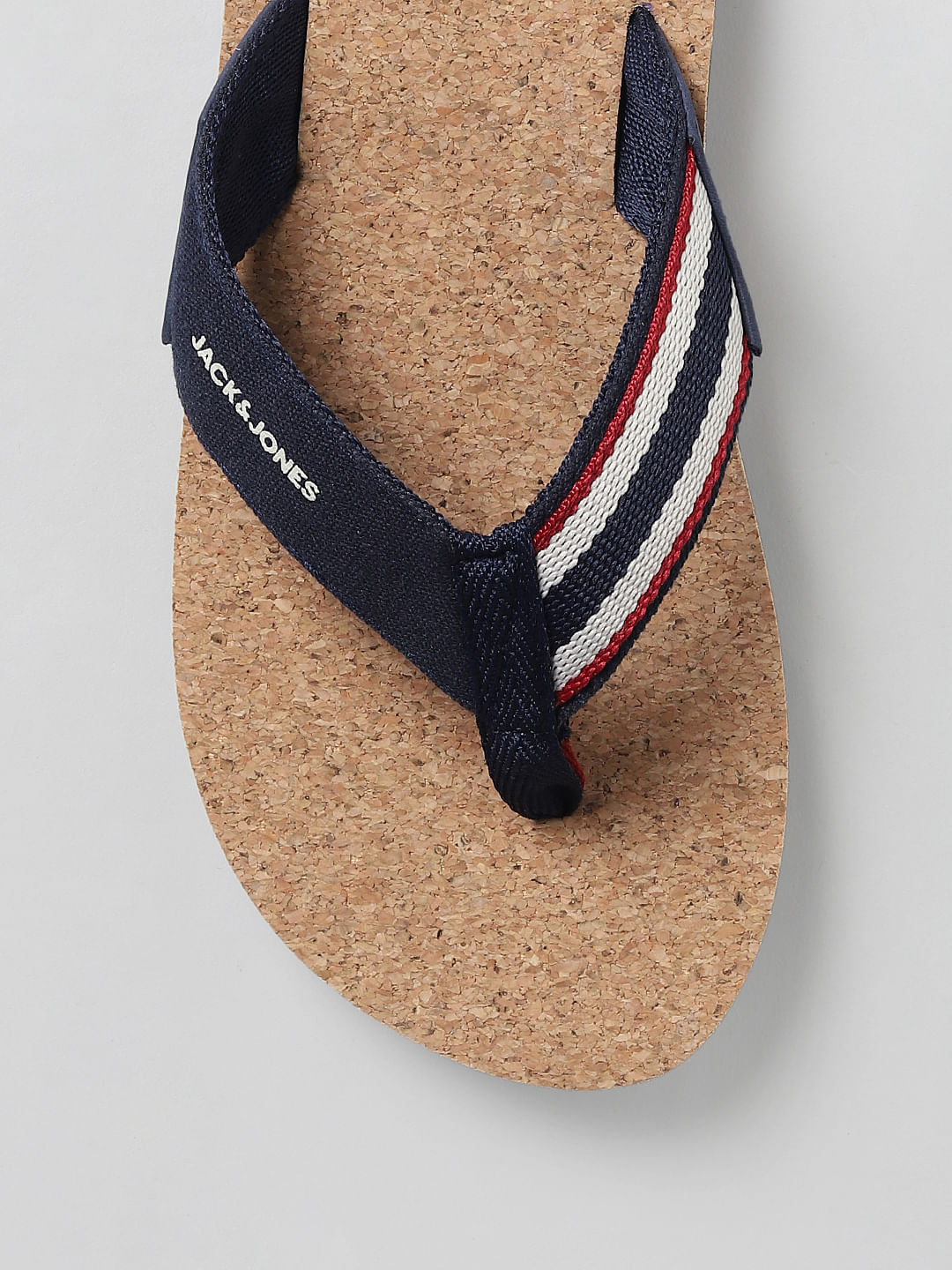 Beige and Blue Flip Flops