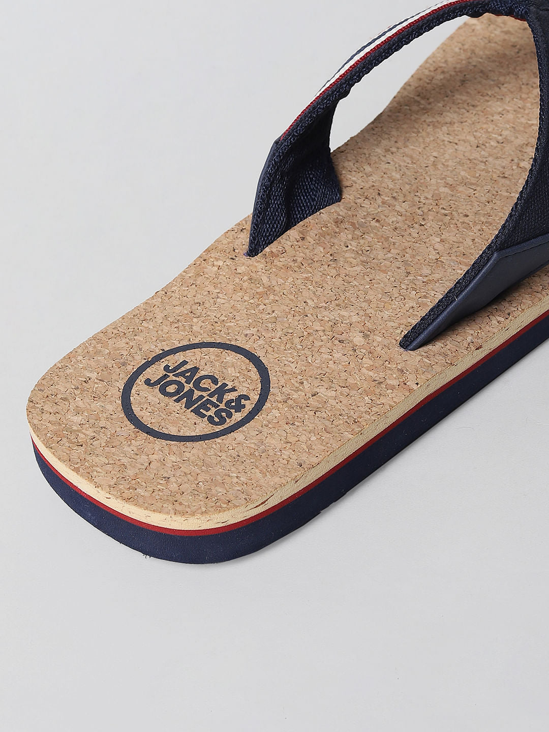 Beige and Blue Flip Flops