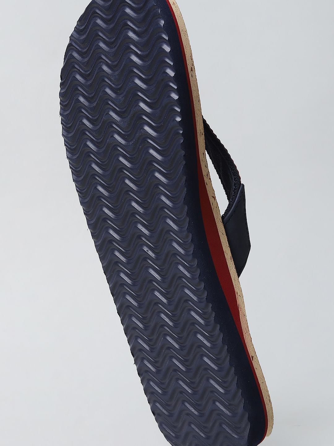 Beige and Blue Flip Flops