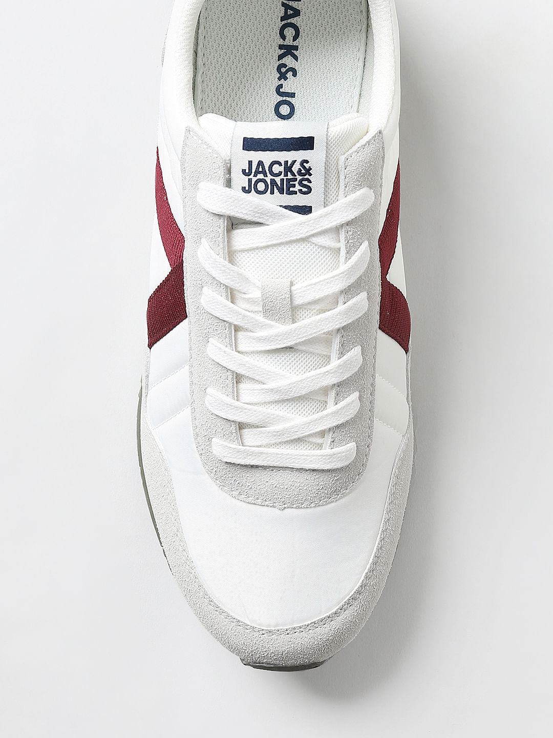 White & Red Lace Up Sneakers