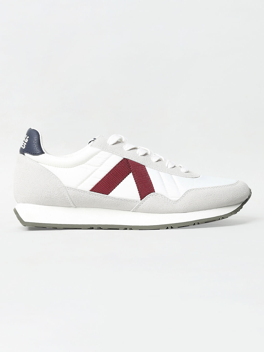 White & Red Lace Up Sneakers