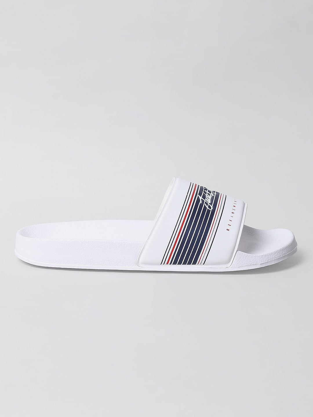 White Logo Print Sliders - 6