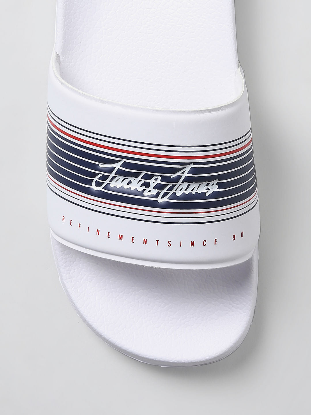 White Logo Print Sliders