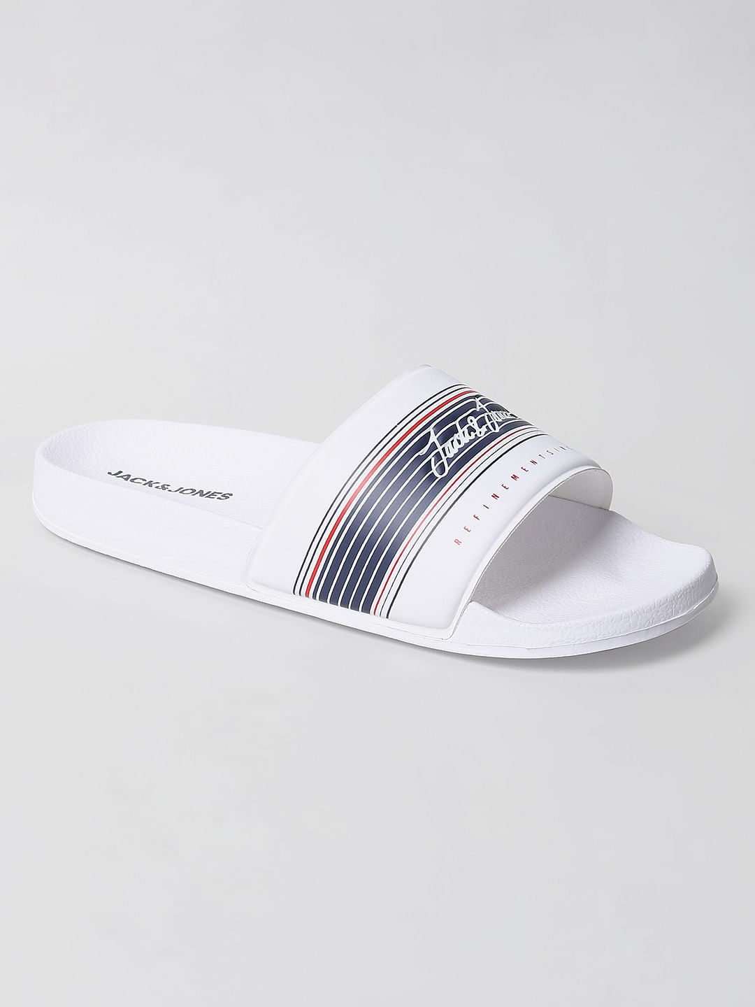 White Logo Print Sliders