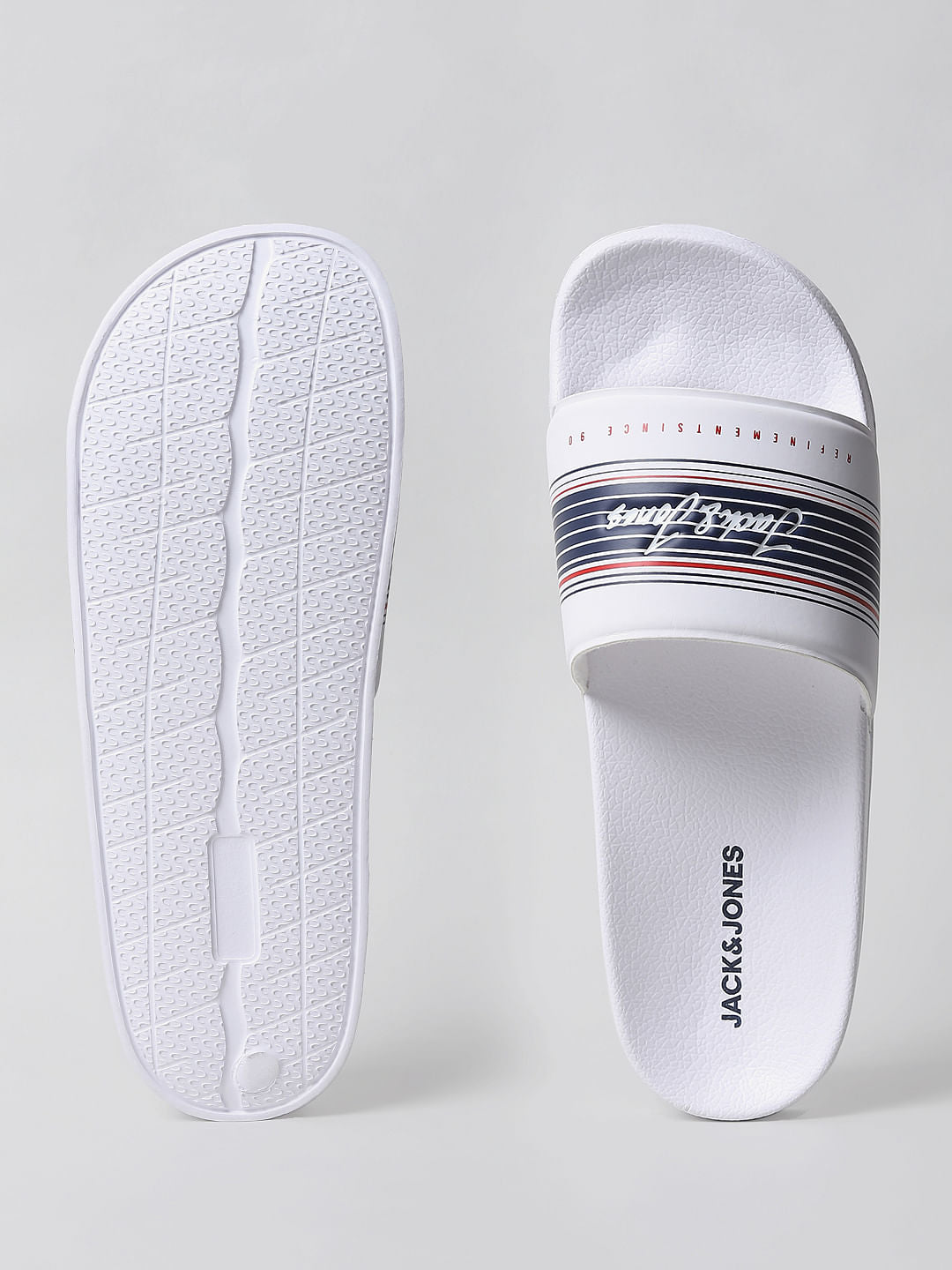 White Logo Print Sliders