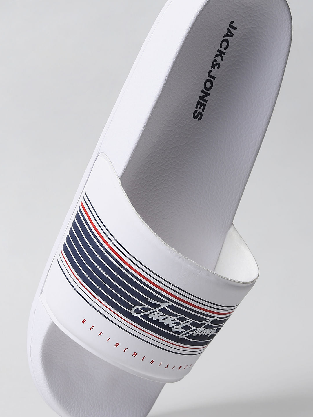 White Logo Print Sliders