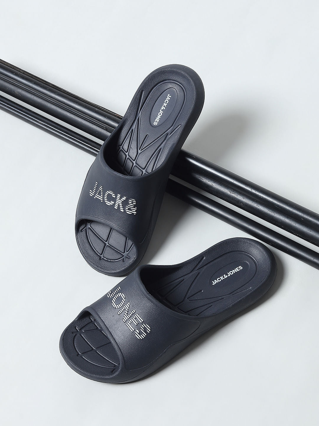 Black Logo Print Sliders