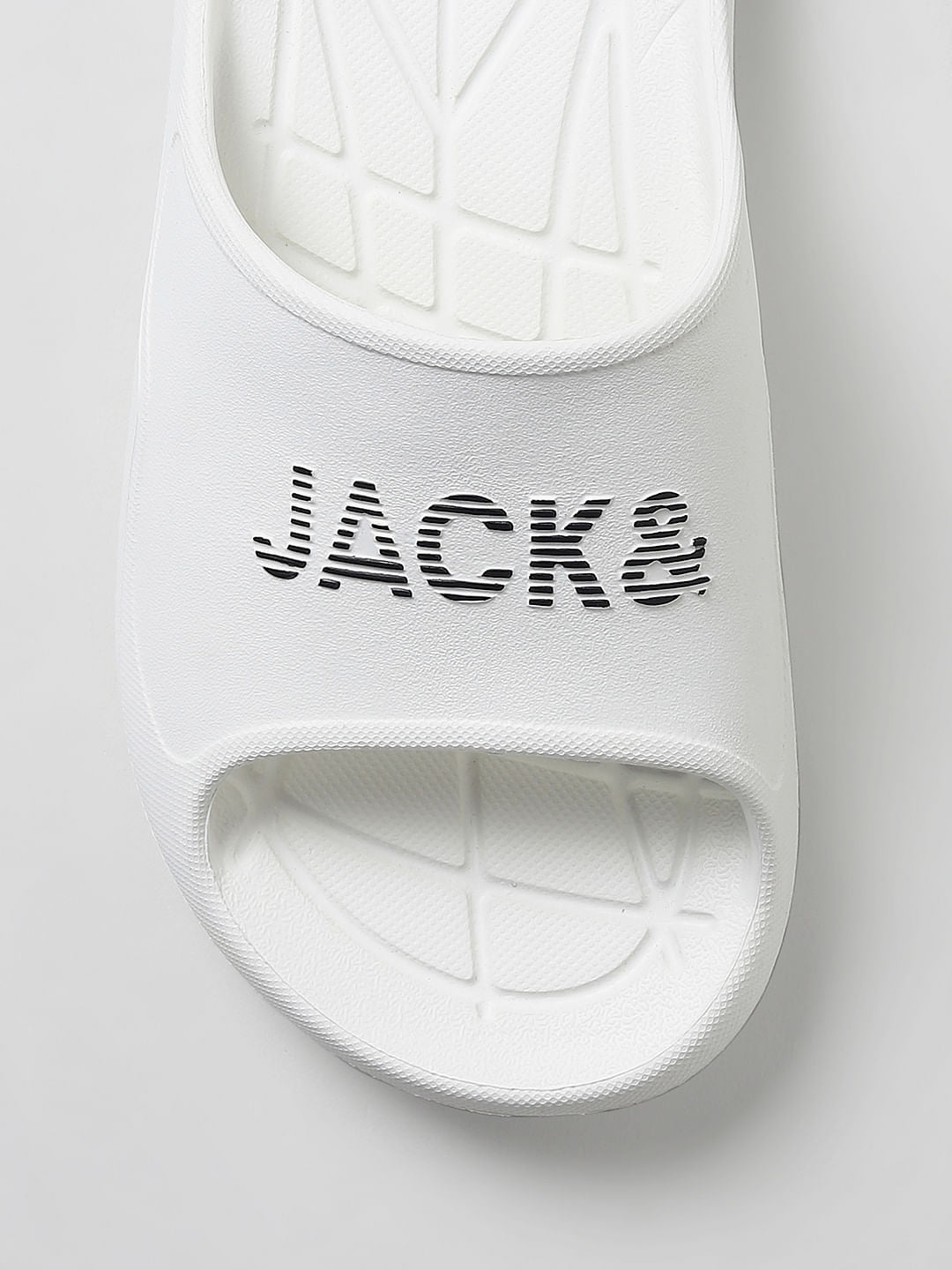 White Logo Print Sliders