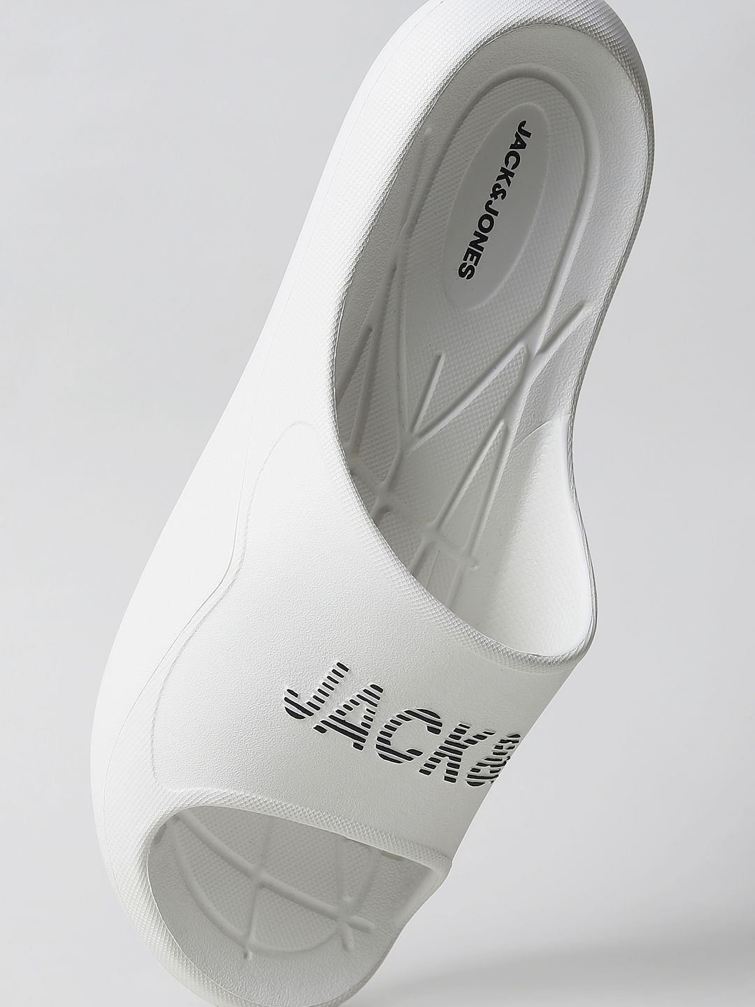 White Logo Print Sliders