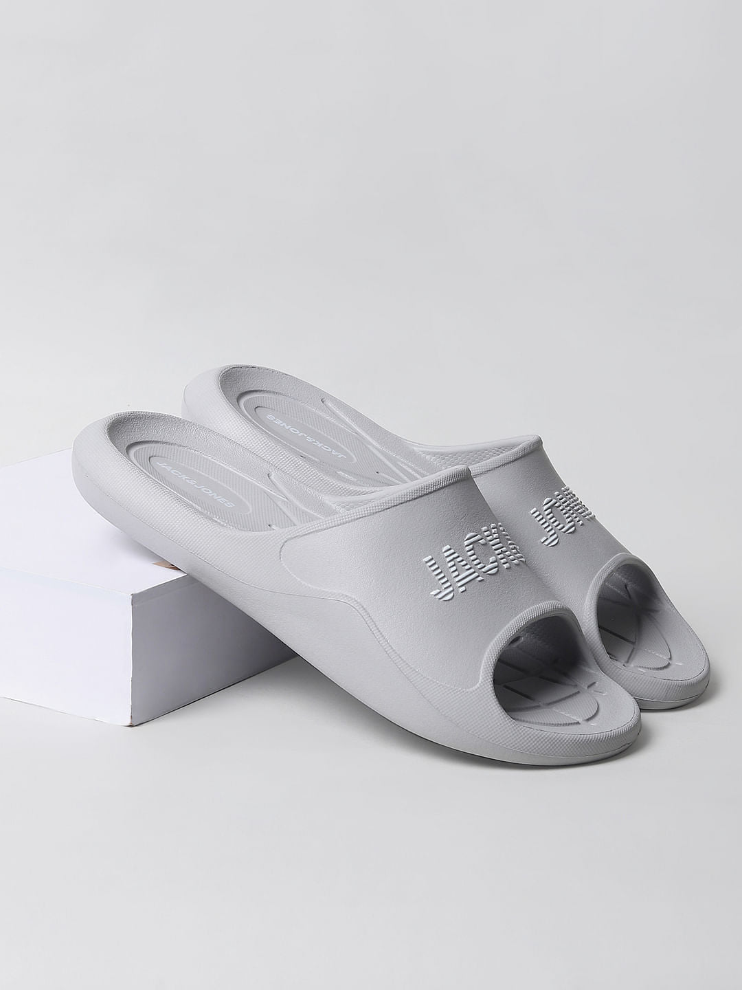 Grey Logo Print Sliders