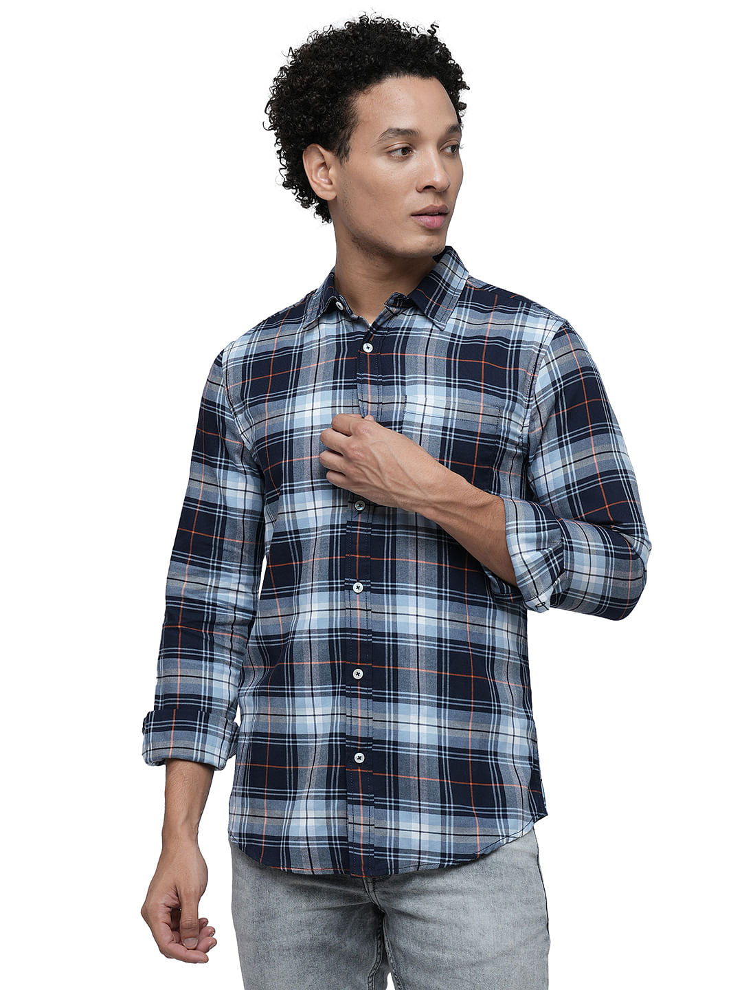 PRODUKT by JACK&JONES Blue Check Print Full Sleeves Shirt