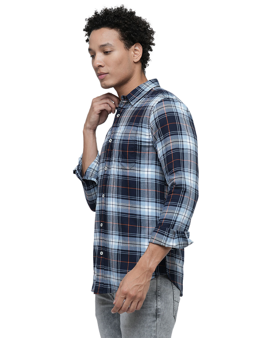 PRODUKT by JACK&JONES Blue Check Print Full Sleeves Shirt