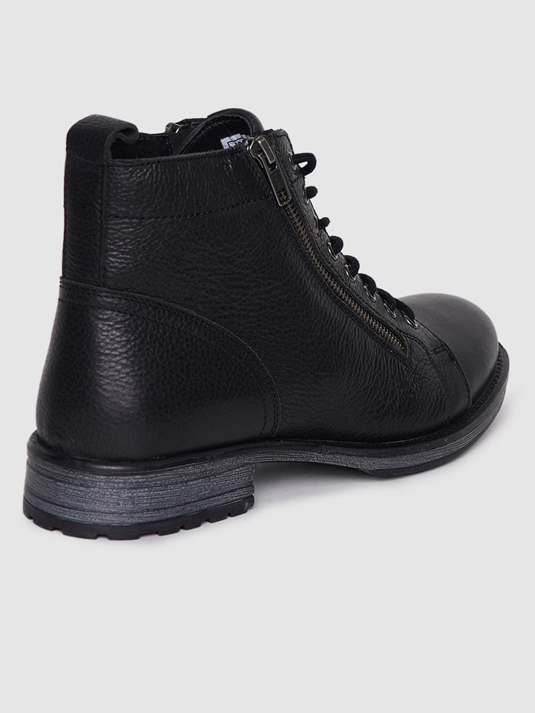 Black Zip Detail Leather Boots