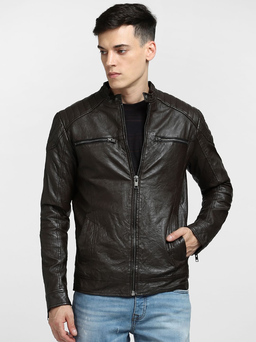 Chocolate Brown Leather Jacket