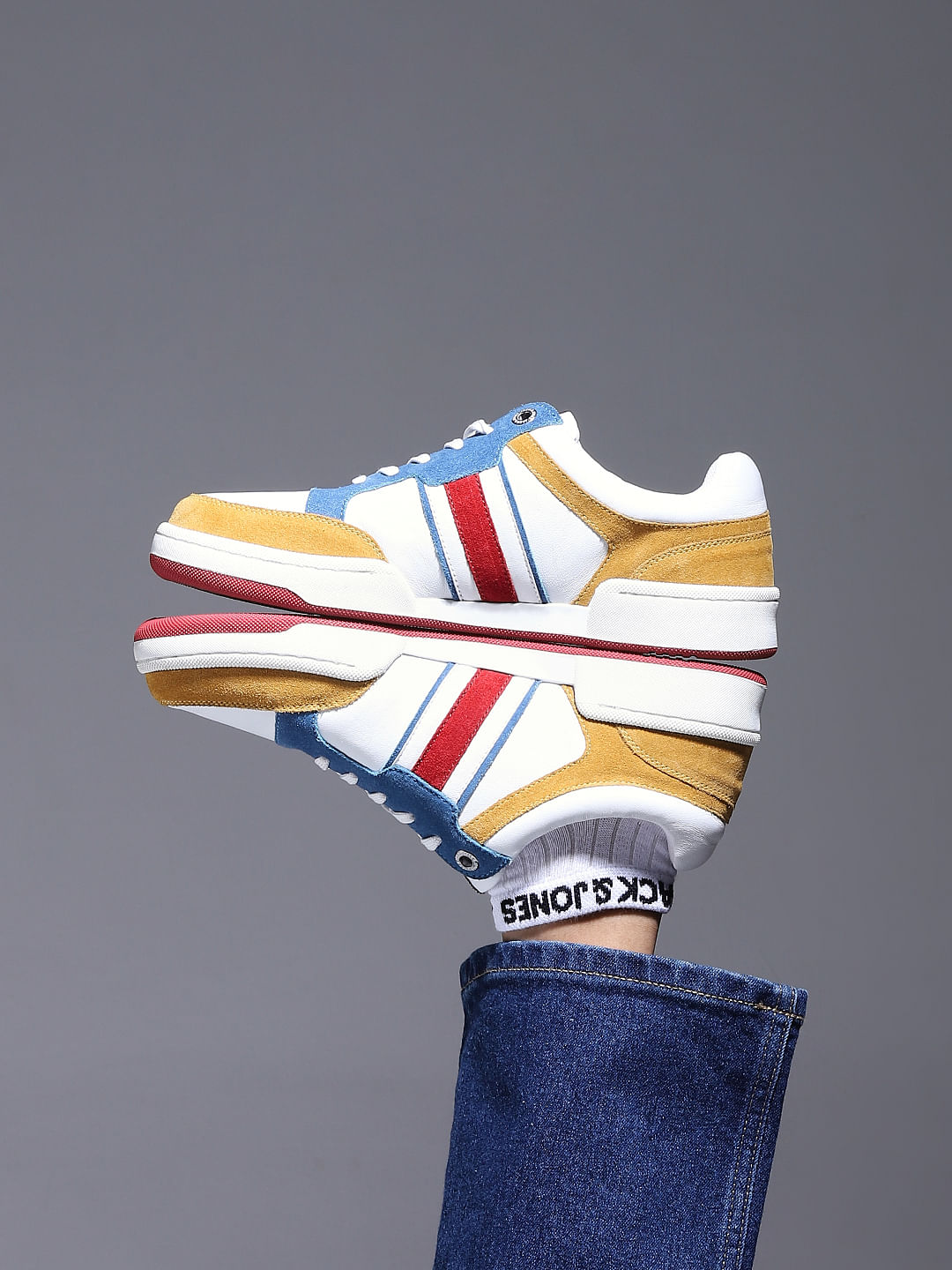 Yellow Colourblocked Sneakers