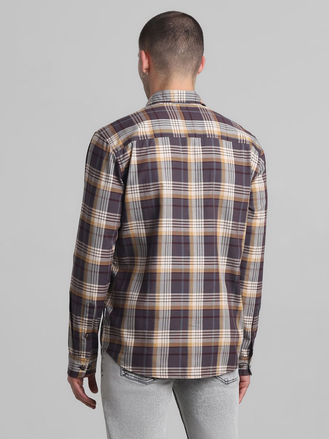 Brown Check Full Sleeves Shirt
