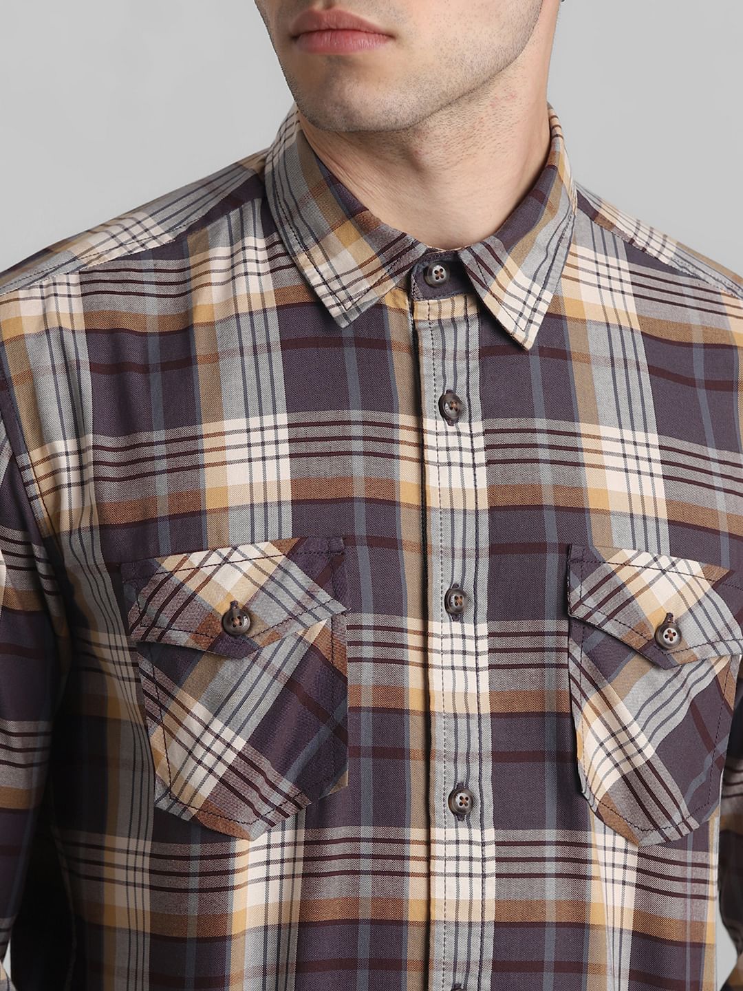 Brown Check Full Sleeves Shirt