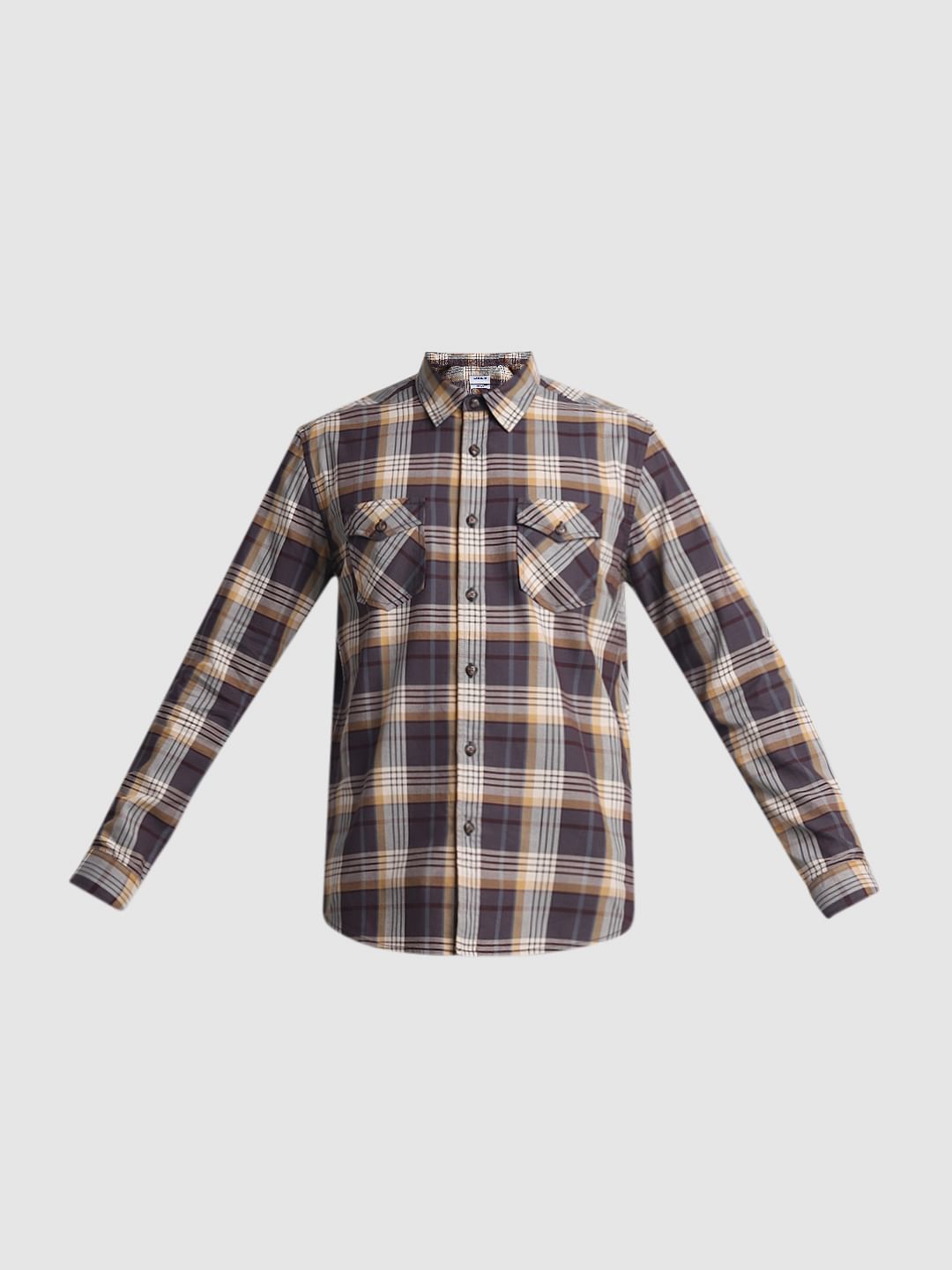 Brown Check Full Sleeves Shirt