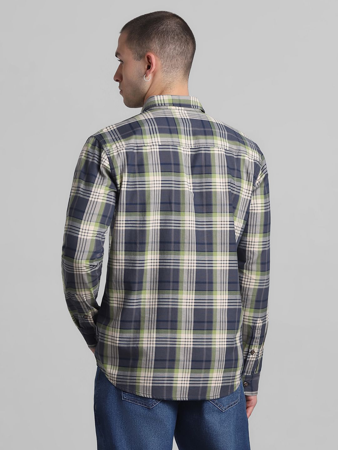 Blue & Green Check Full Sleeves Shirt