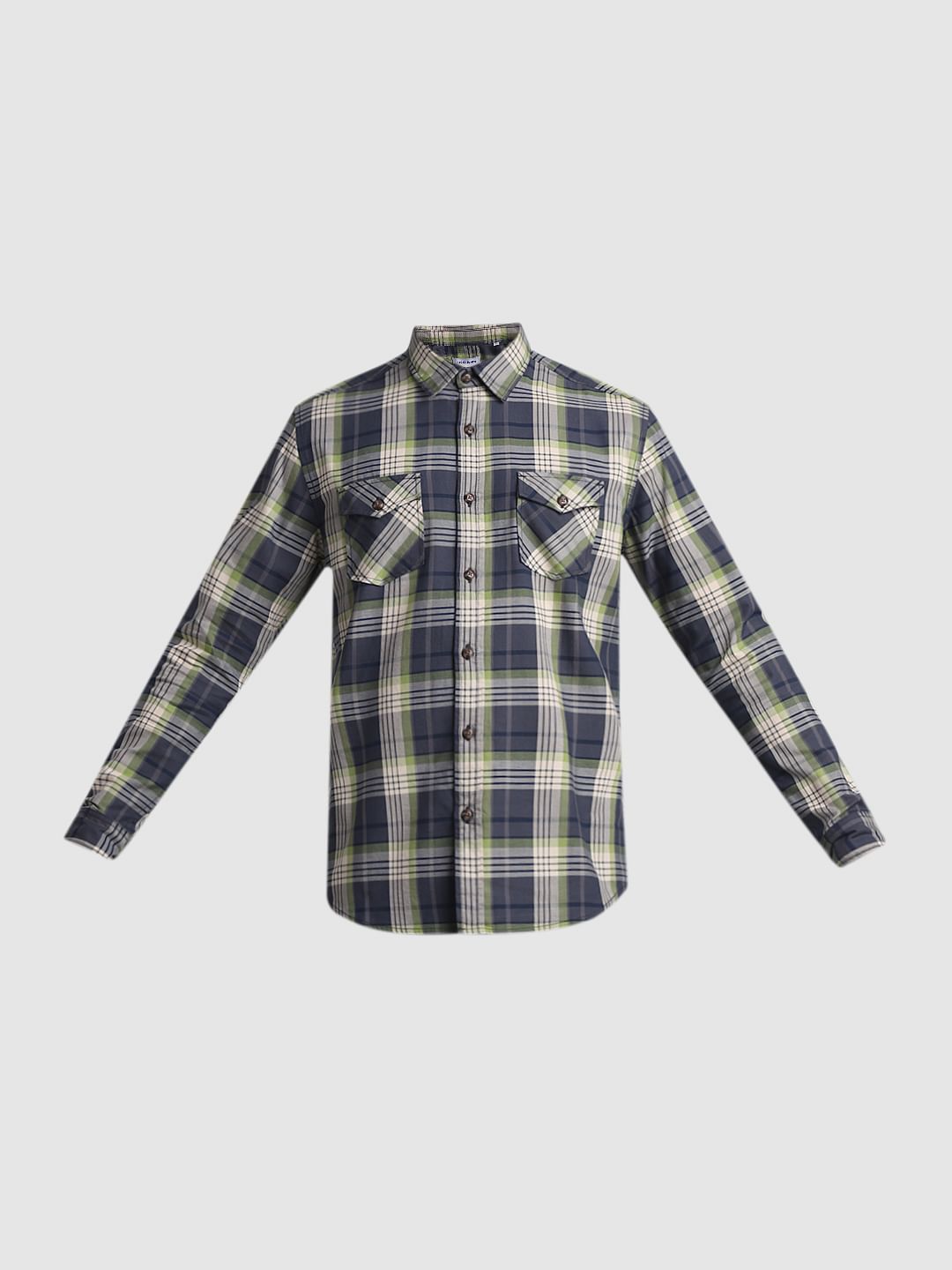 Blue & Green Check Full Sleeves Shirt