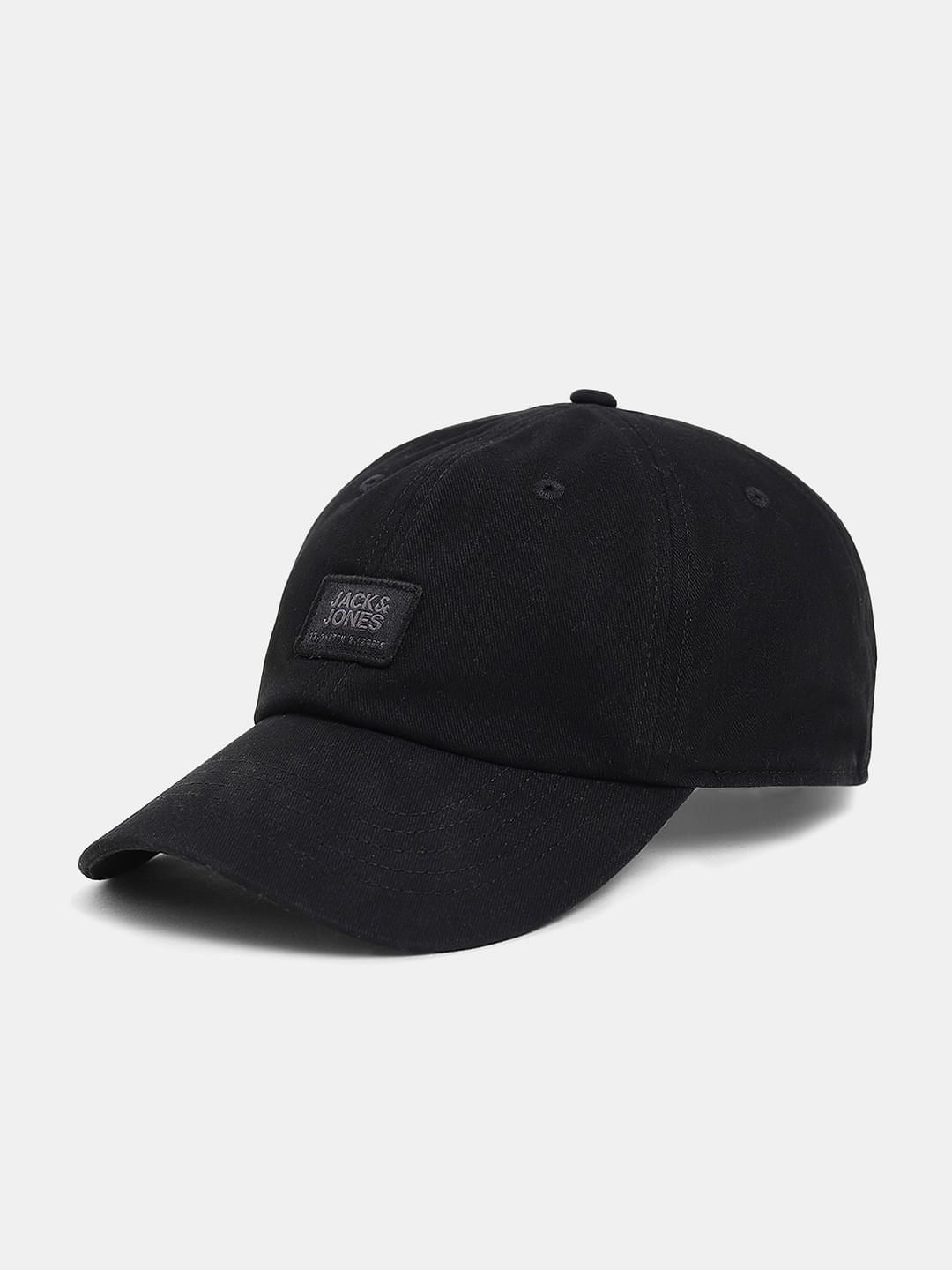 Black Logo Print Baseball Cap