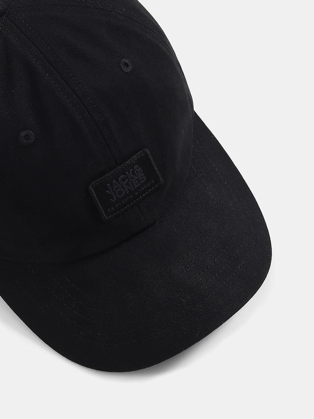 Black Logo Print Baseball Cap