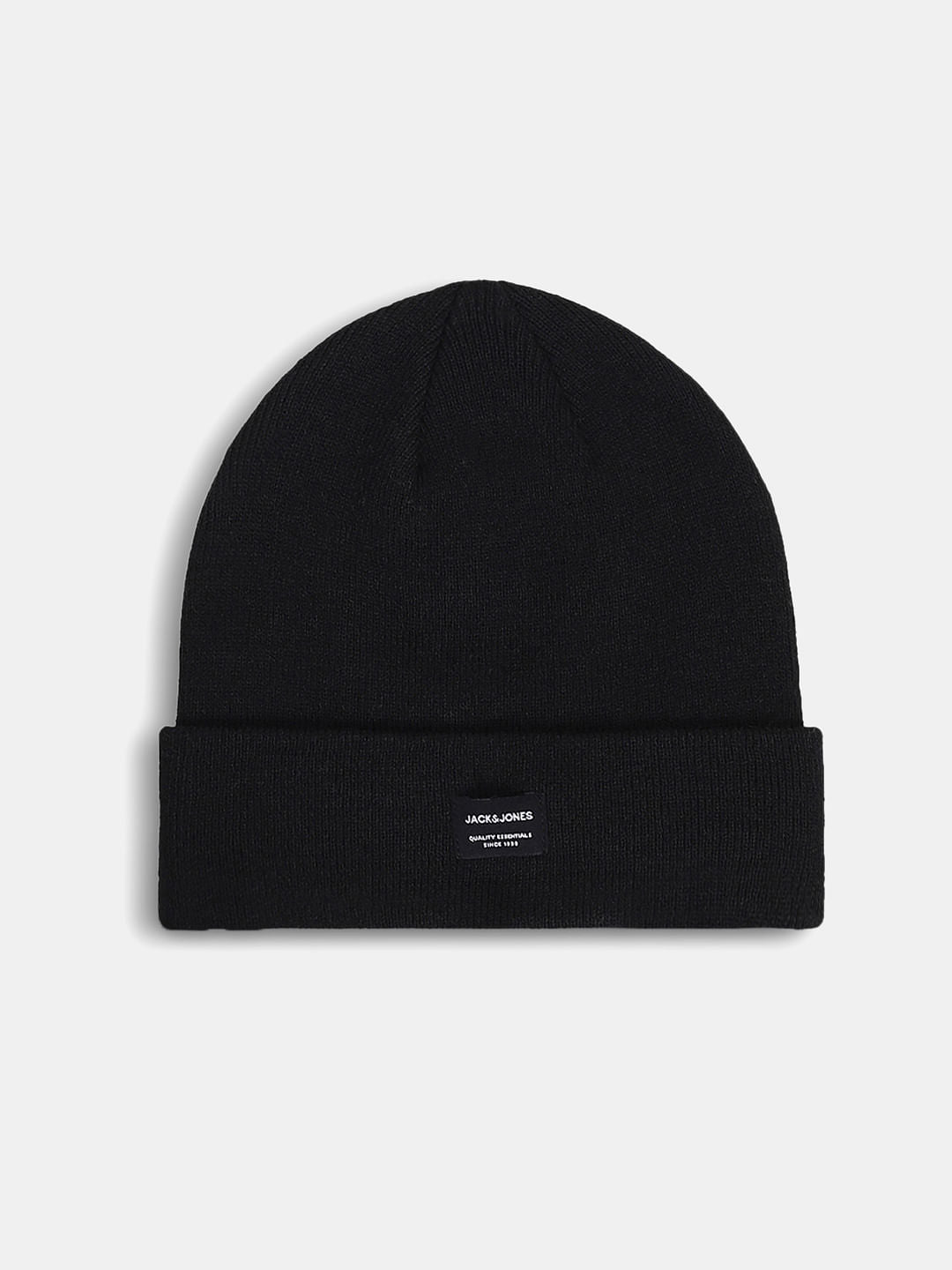 Black Logo Patch Beanie - ONE