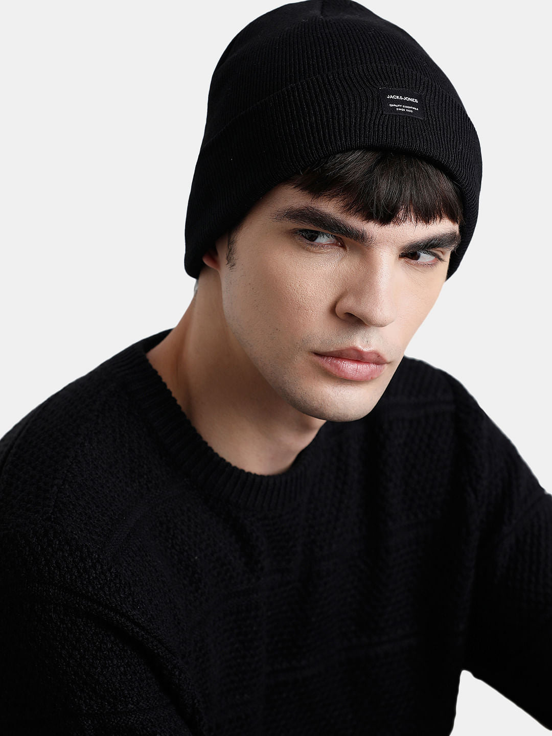 Black Logo Patch Beanie