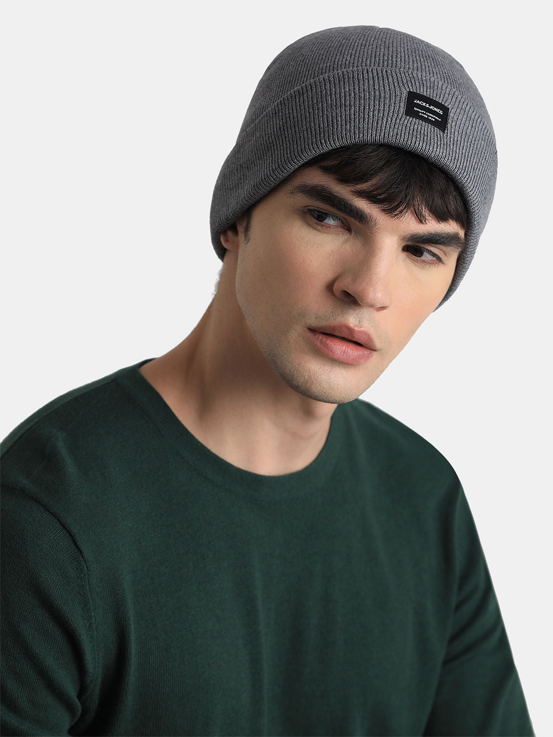 Grey Logo Patch Beanie