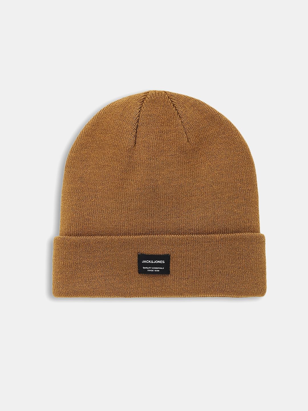 Brown Logo Patch Beanie - ONE