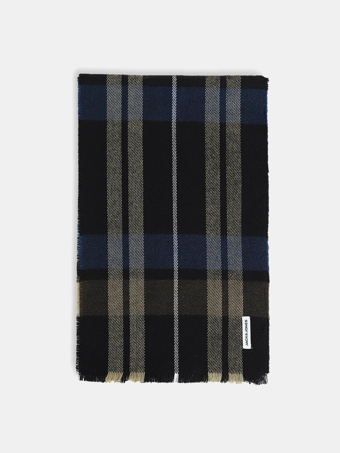 Black Check Woven Scarf - ONE
