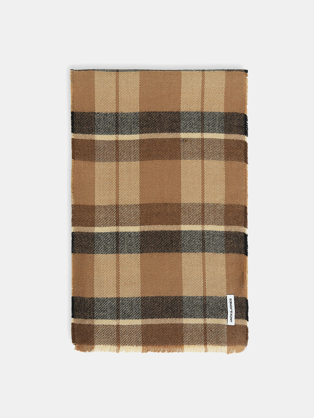 Brown Check Woven Scarf - ONE