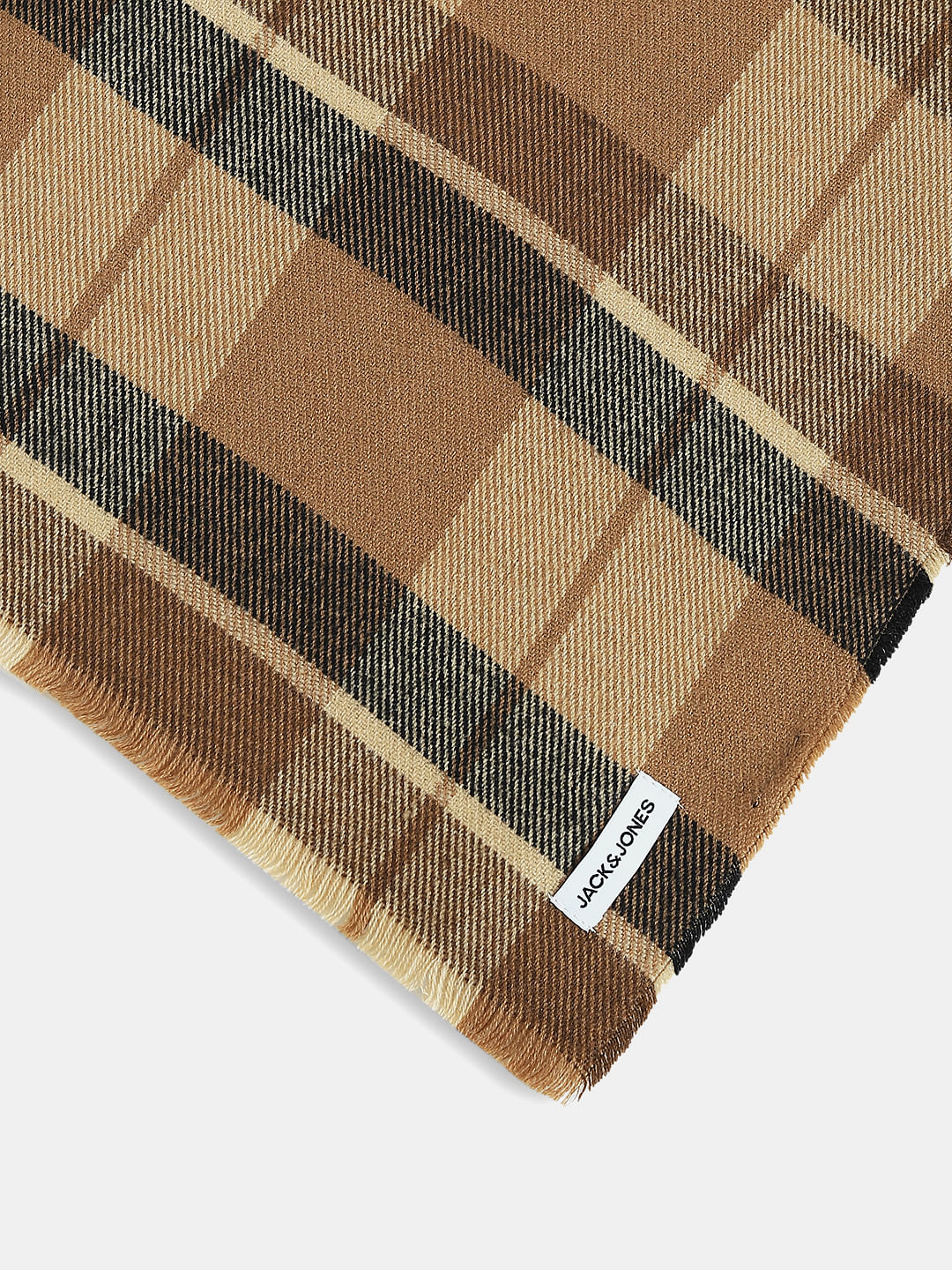 Brown Check Woven Scarf