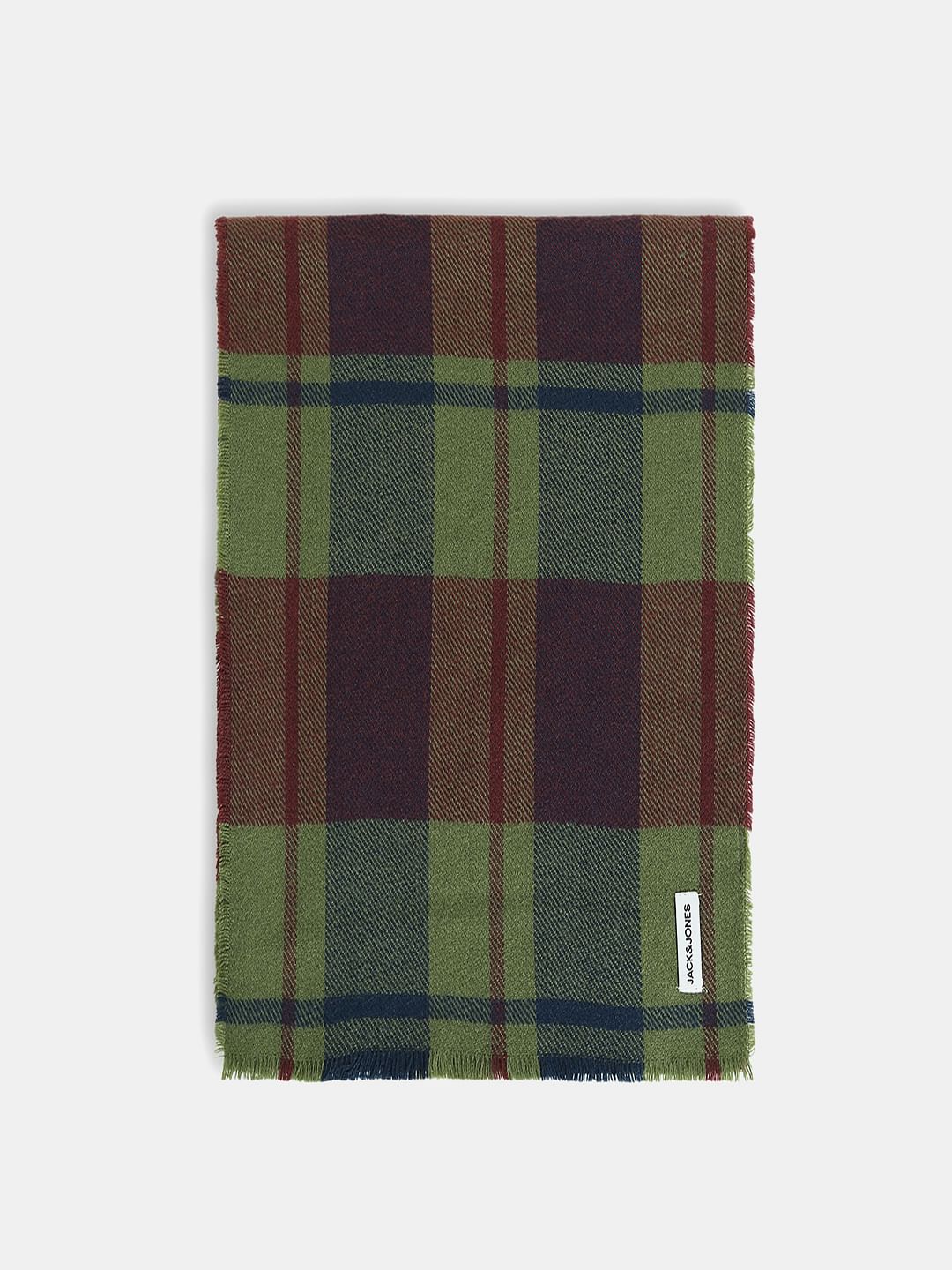 Green Check Woven Scarf - ONE