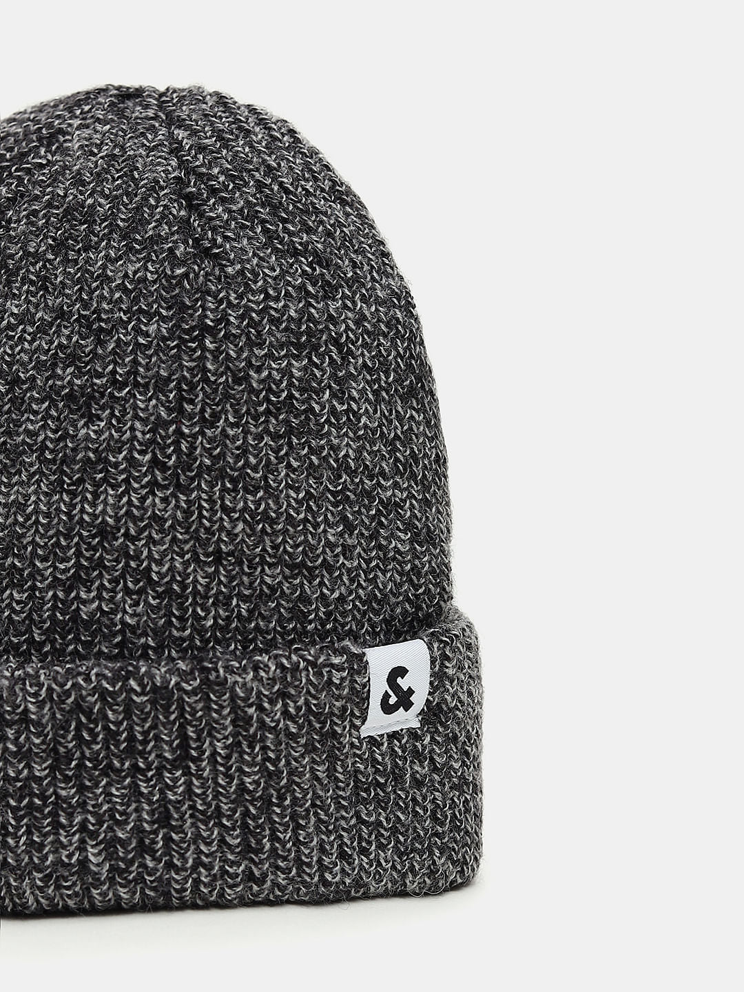 Black Twisted Knit Short Beanie