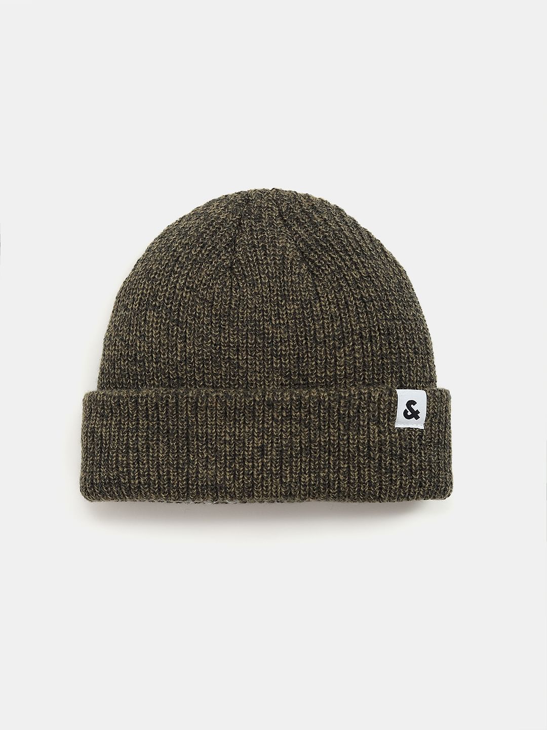 Green Twisted Knit Short Beanie - ONE