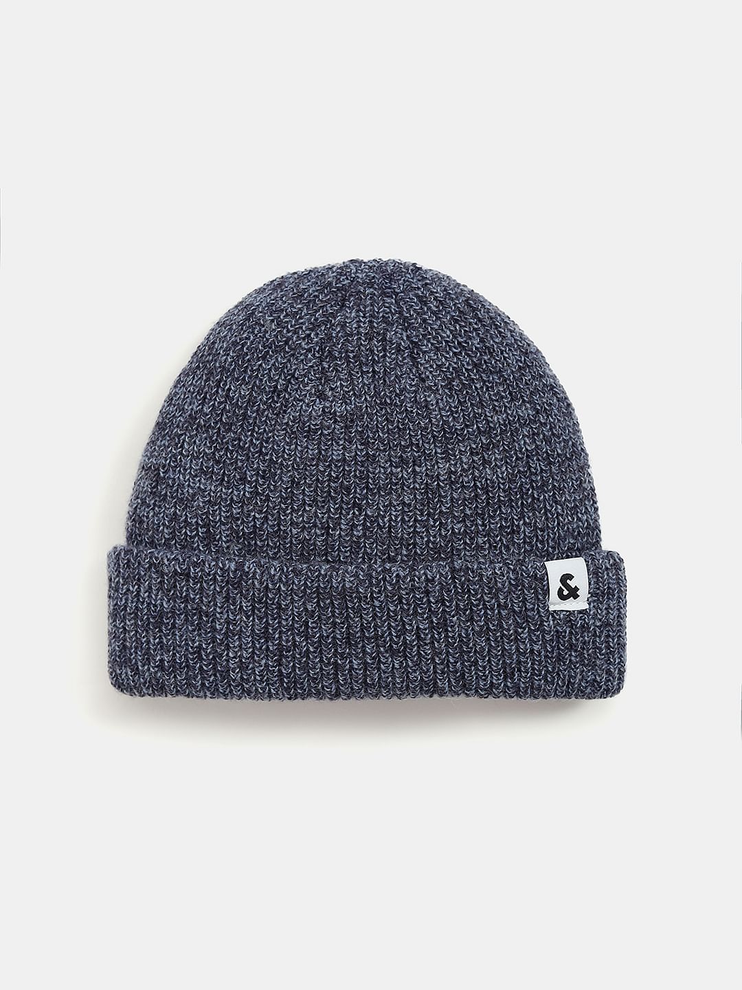 Blue Twisted Knit Short Beanie - ONE