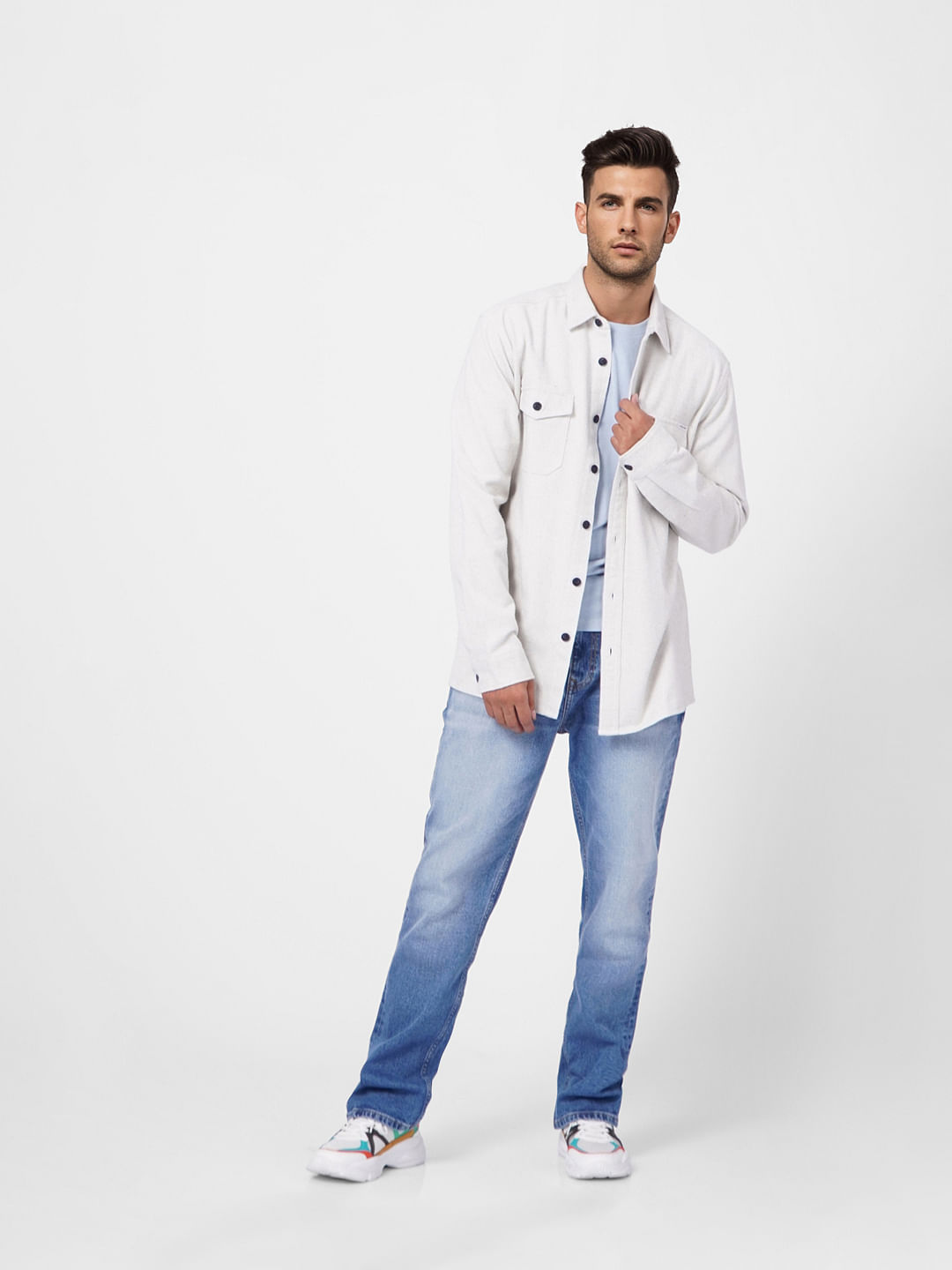 Grey Full Sleeves Shirt - S
