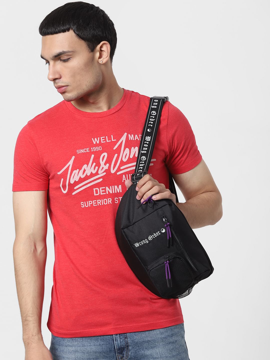 Black Text Print Fanny Pack - ONE