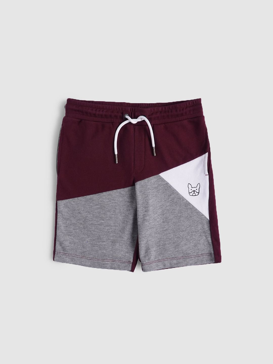 BOYS Maroon Low Rise Colourblocked Sweatshorts - 5/6Y
