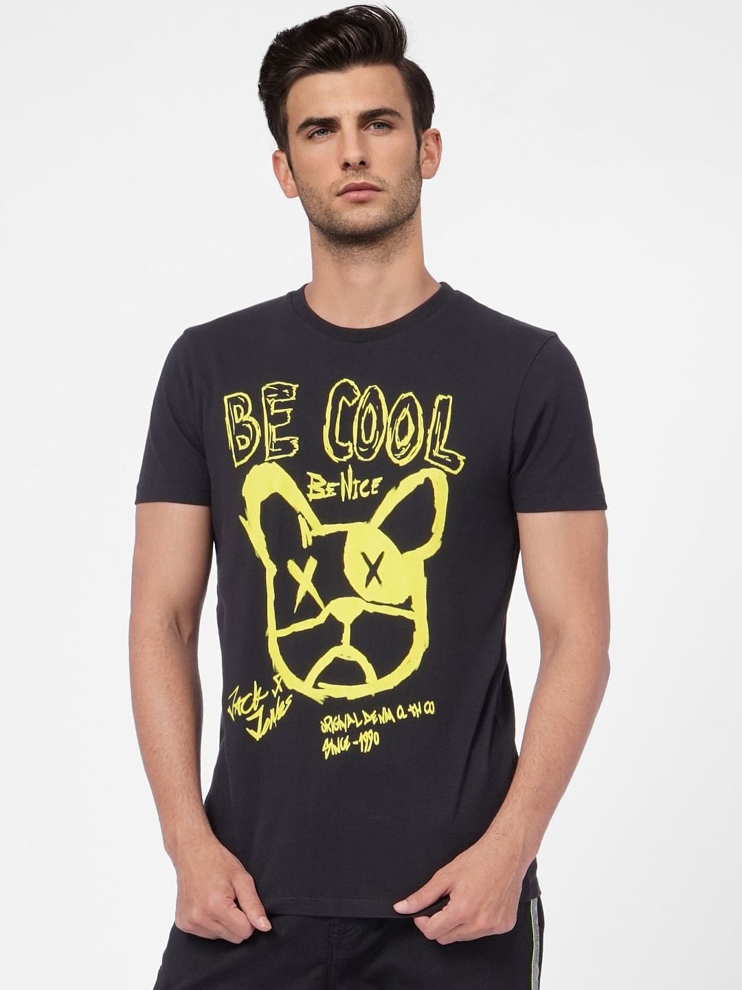 Black Graphic Print Crew Neck T-shirt